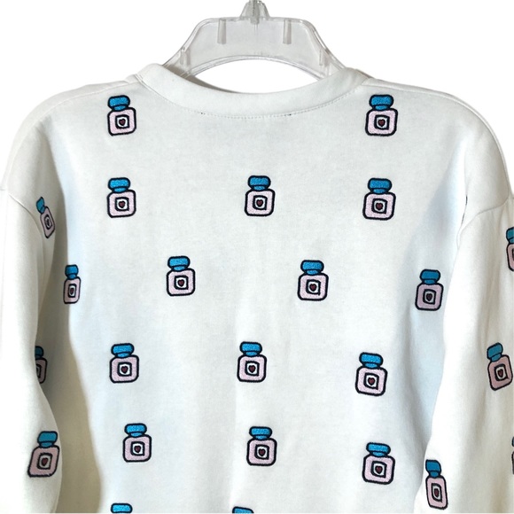 Michaela Buerger White Heart Perfume Bottle Crewneck Sweatshirt Top Women Small - Picture 5 of 15